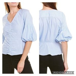 Parker Dita Blouse V-neck pinstriped 100% cotton‎ Size XS